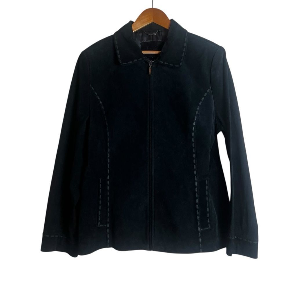 Jessica 100% leather black suede coat. Size 16